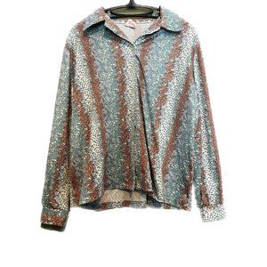 Vintage 1970s Women's Floral Button Down  Shirt